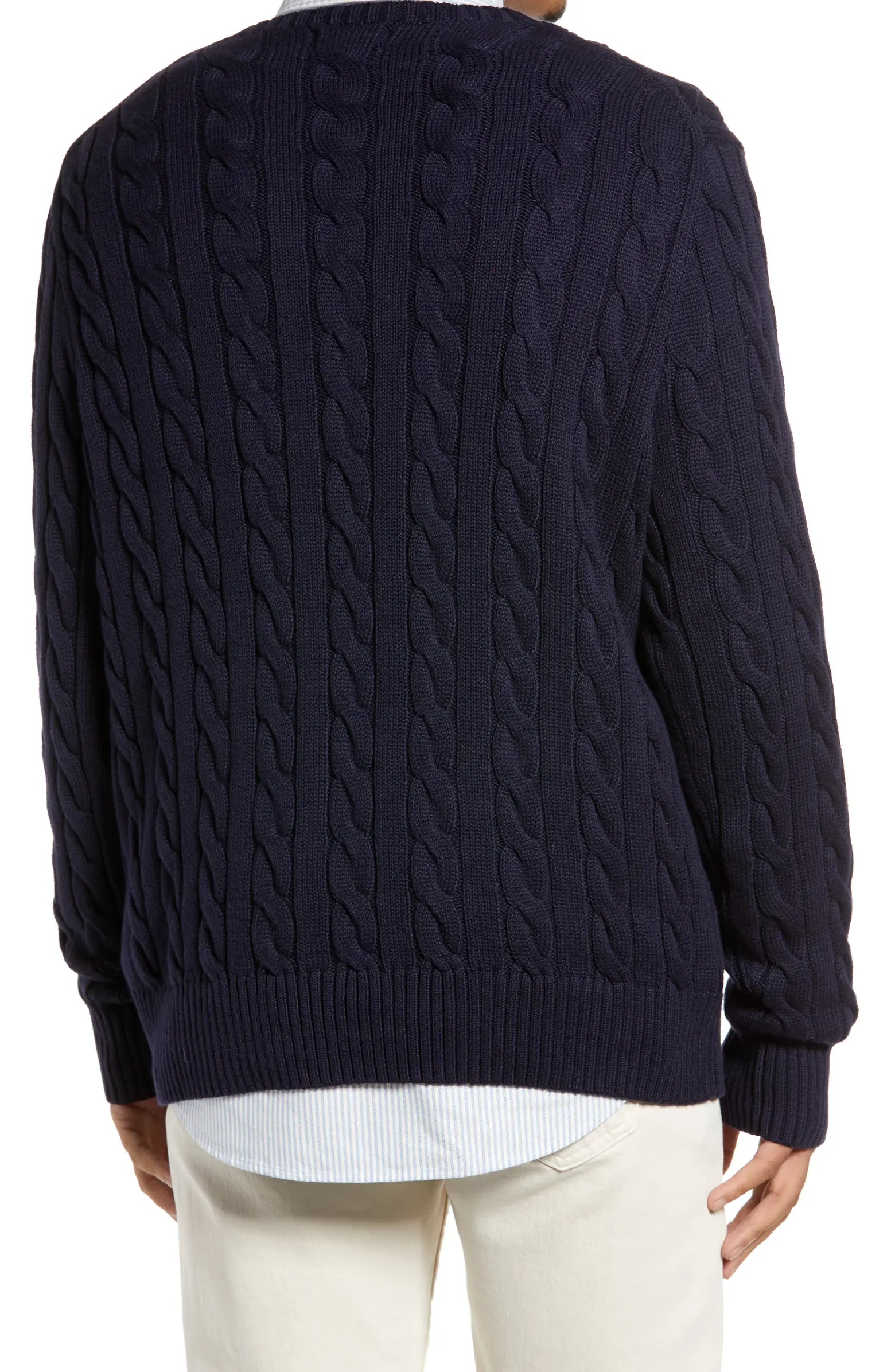 Cable Knit Cotton Crewneck Sweater