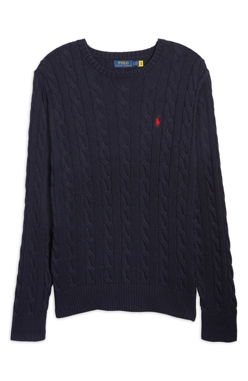 Cable Knit Cotton Crewneck Sweater